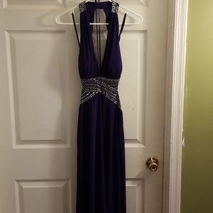 Dark Purple Betsy & Adam Size 6 Long Prom Dress